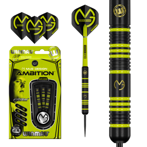 Winmau MvG Ambition Black Coated Brass Dartpilar